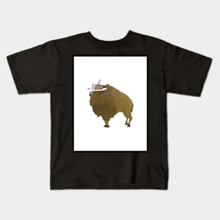 Buffalo with Cake - Happy Birthday Kids T-Shirt